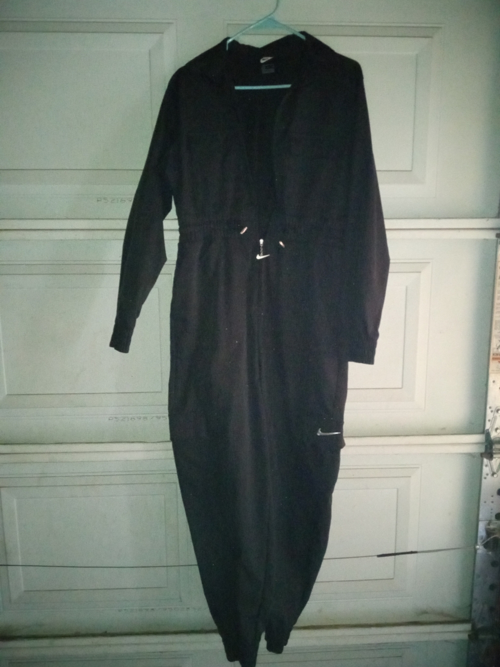 Nike Black Hooded Jumpsuit with Drawstring Waist
